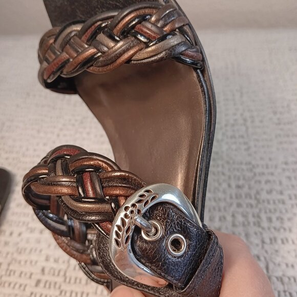 Brighton 'Fiji' women's mixed metals braided leather dressy sandals sz 9.5 N - Picture 8 of 14